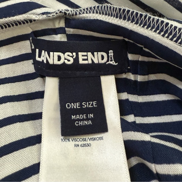Lands’ End Ivory & Navy Striped Kimono Cardigan – One Size – NWT - Picture 7 of 8